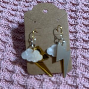 Gold and Silver Lightning Cloud Earrings